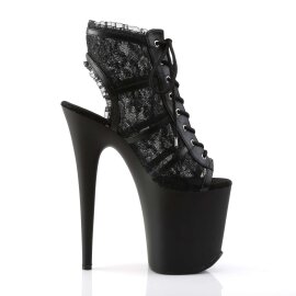 Pleaser FLAMINGO-896LC Stivaletti - Pizzo Nero/Nero Opaco EU-41 / US-11