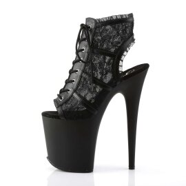 Pleaser FLAMINGO-896LC Stivaletti - Pizzo Nero/Nero Opaco EU-37 / US-7