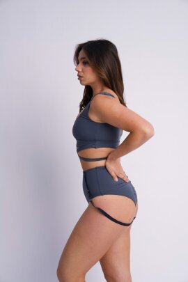 Lunalae Shorts High Waist Kehlani Blu Acciaio XL