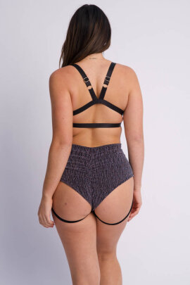 Lunalae Shorts Lure You High Waist Garter Blu Oro Rosa...
