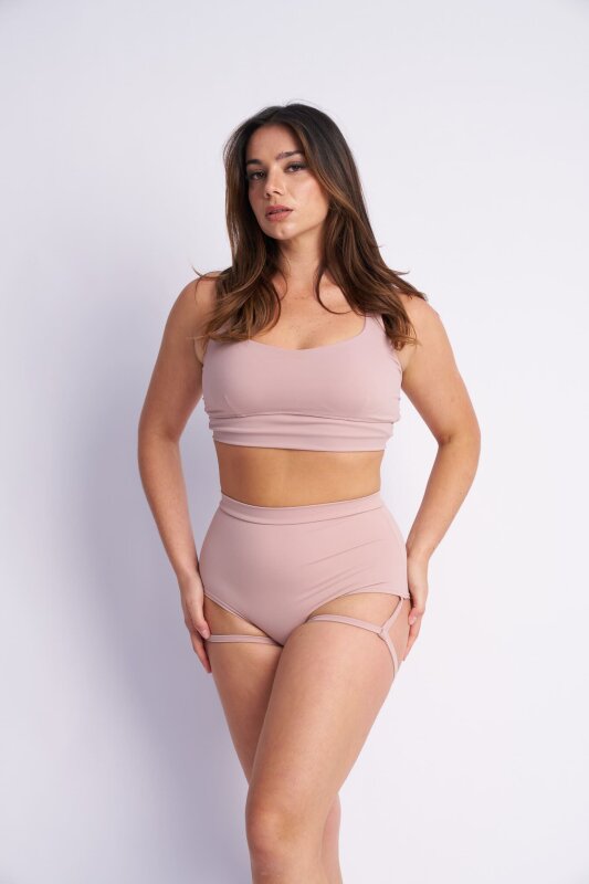 Lunalae Shorts Lure You High Waist Garter Taupe XL