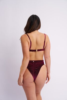 Lunalae Top Scrunch Velluto Sparkle Bordeaux XS