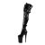 Pleaser INFINITY-3028 Stivali Sopra Il Ginocchio - Vernice Elasticizzato Nero/Nero EU-38 / US-8