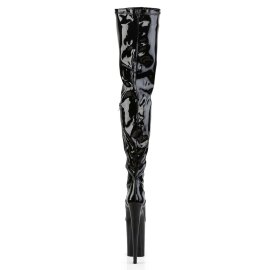 Pleaser INFINITY-4000 Stivali Sopra Il Ginocchio - Vernice Elasticizzato Nero/Nero EU-35 / US-5