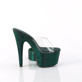 Pleaser BEJEWELED-712RS Mules Con Plateau Trasparente Strass Verde Smeraldo EU-38 / US-8