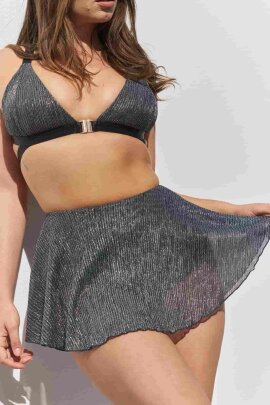 Lunalae Shorts Free Flow Argento–Nero Pleat Mesh XL