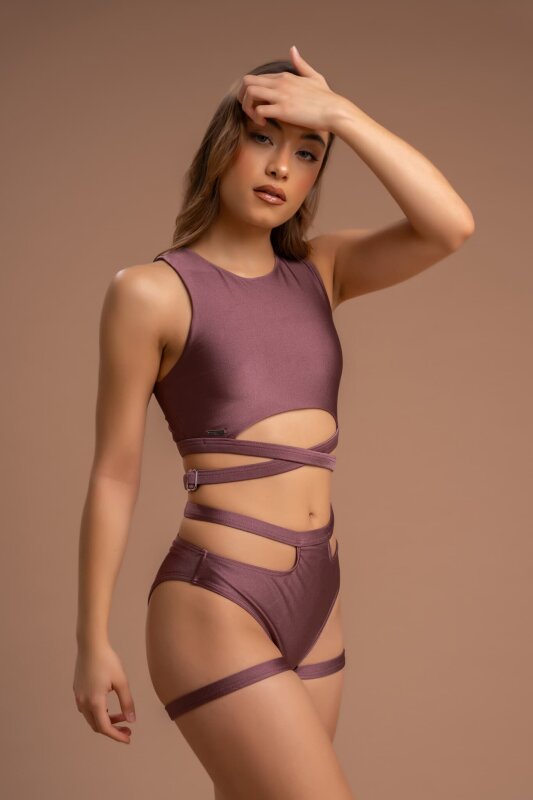 Paradise Chick Shorts Miami High Waist Garter Moka L