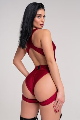 Paradise Chick Reggicalze Florida Rosso Scuro XS/S