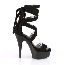 Pleaser Sandali DELIGHT-671 Finto Camoscio Nero/Nero Opaco EU-39 / US-9