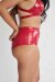 Lunalae Shorts High Waist Basic Effetto Vernice Rosso L