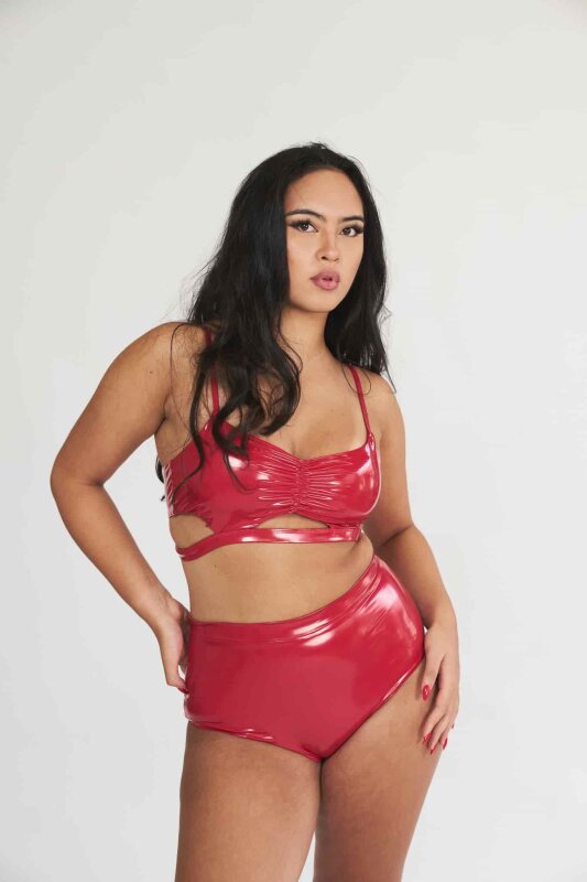 Lunalae Top Paige Effetto Vernice Rosso XL