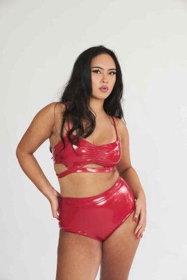 Lunalae Top Paige Effetto Vernice Rosso XL