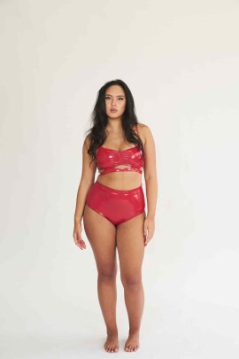 Lunalae Top Paige Effetto Vernice Rosso XL