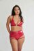 Lunalae Shorts Lure You High Waist Garter Effetto Vernice Rosso