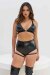 Lunalae Shorts Lure You High Waist Garter Effetto Vernice Nero L