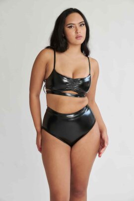 Lunalae Top Paige Effetto Vernice Nero XS
