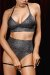 Polerina Shorts Bikini Argento Stardust con Garter Rimovibile L