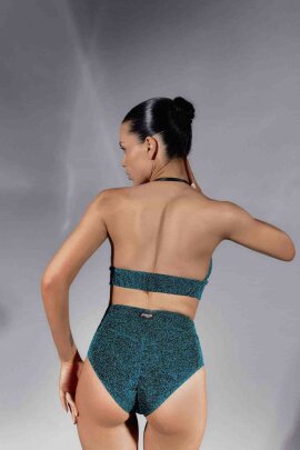 Polerina Top Bikini Verde Petrolio Lurex XL