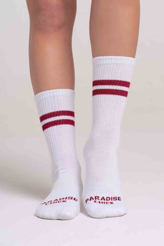 Paradise Chick Supreme Poledance Calzini Bianco Bordeaux