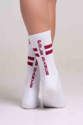 Paradise Chick Supreme Poledance Calzini Bianco Bordeaux
