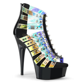 Pleaser DELIGHT-600-9 Stivaletti Con Plateau Vernice Holo...