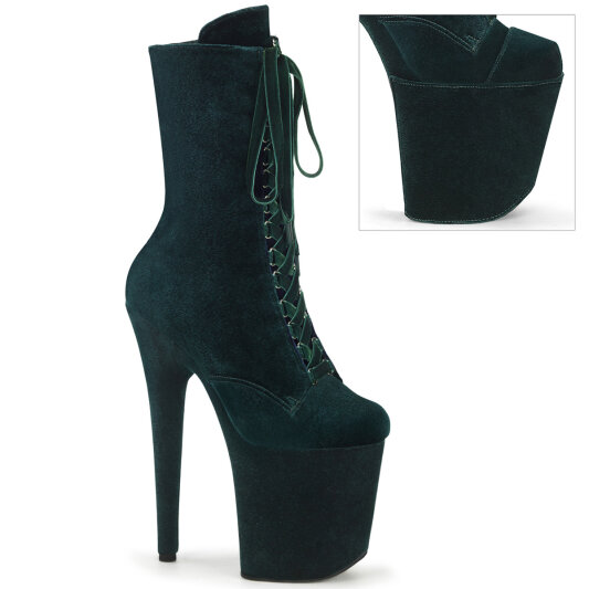 Pleaser FLAMINGO-1045VEL Stivaletti Con Plateau Velluto Verde EU-42 / US-12