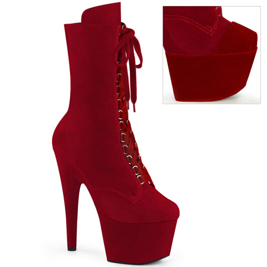 Pleaser ADORE-1045VEL Stivaletti Con Plateau Velluto Rosso EU-44 / US-14