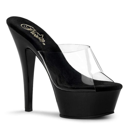 Pleaser Sandali KISS-201 Trasparente/Nero EU-35 / US-5