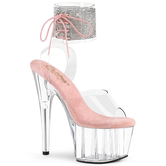 Pleaser ADORE-791-2RS Sandali Con Plateau Trasparente Strass Rosa Trasparente EU-40 / US-10