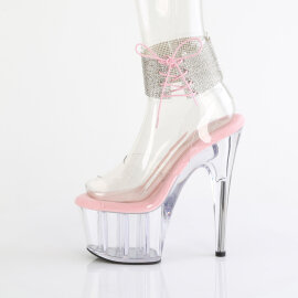 Pleaser ADORE-791-2RS Sandali Con Plateau Trasparente Strass Rosa Trasparente EU-40 / US-10