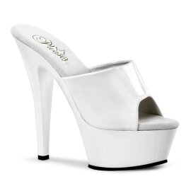Pleaser Mules KISS-201 Vernice Bianco/Bianco EU-35 / US-5