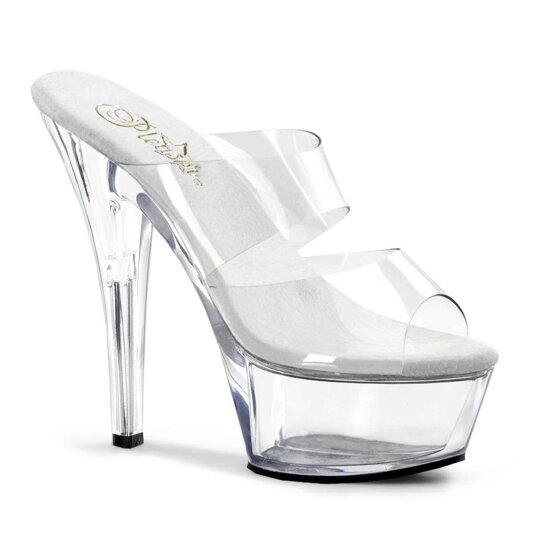Pleaser Mules KISS-202 Trasparente/Trasparente EU-35 / US-5