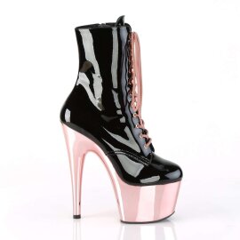 Pleaser ADORE-1020 Stivaletti - Vernice Nero/Dorato Rosa Cromato EU-35 / US-5