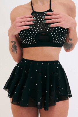 Lunalae Top Demi Diamante Nero