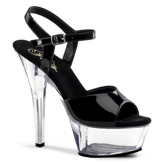 Pleaser Sandali KISS-209 Vernice Nero/ Trasparente EU-35 / US-5