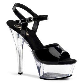 Pleaser Sandali KISS-209 Vernice Nero/ Trasparente EU-35 / US-5