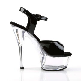 Pleaser Sandali KISS-209 Vernice Nero/ Trasparente EU-35 / US-5