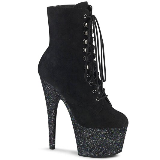 Pleaser ADORE-1020FSMG Stivaletti con Plateau Camoscio Sintetico Glitter Nero EU-42 / US-12