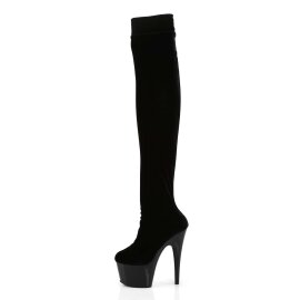 Pleaser ADORE-3002 Stivali Sopra Il Ginocchio Velluto Elasticizzato Nero/Nero EU-40 / US-10