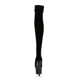 Pleaser ADORE-3002 Stivali Sopra Il Ginocchio Velluto Elasticizzato Nero/Nero EU-40 / US-10