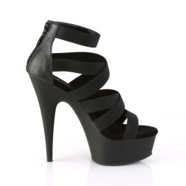 Pleaser Sandali DELIGHT-659 Fascia Elastica-Similpelle Nero/Nero Opaco EU-35 / US-5
