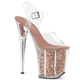 Pleaser Sandali FLAMINGO-808G Trasparente/Dorato Rosa Glitter EU-42 / US-12