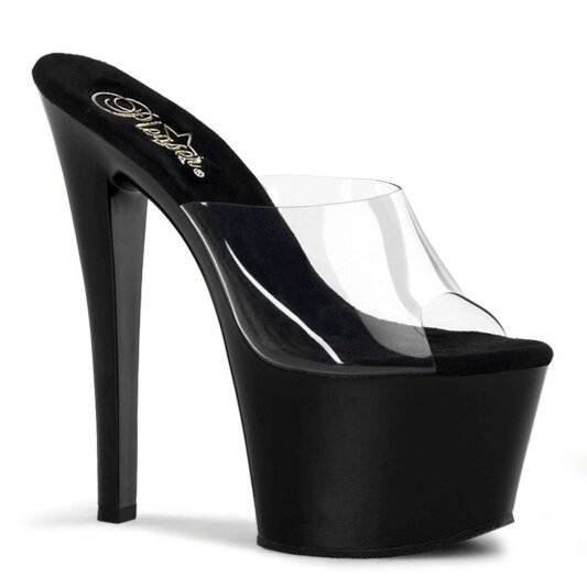 Pleaser Mules SKY-301 Trasparente/Nero EU-39 / US-9