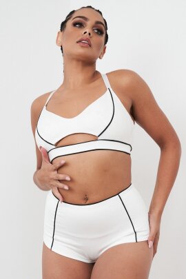 Lunalae Missy Shorts a Vita Alta Bianco B-Stock