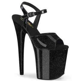 Pleaser FLAMINGO-809GP Sandali Con Plateau Vernice Glitter Nero EU-43 / US-13