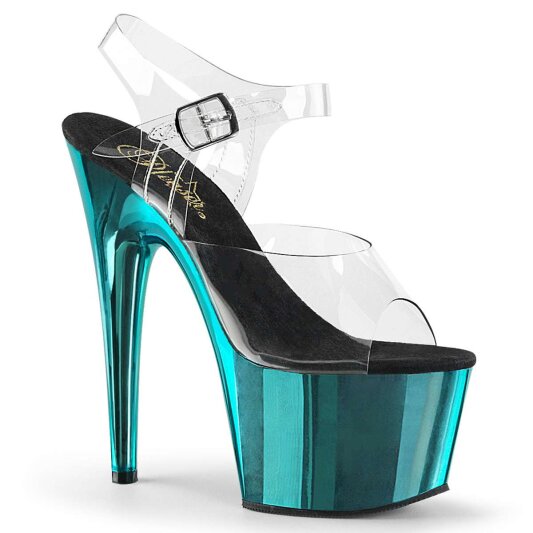 Pleaser Sandali ADORE-708 Trasparente/Turchese Cromato B-Stock