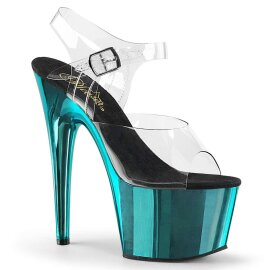Pleaser Sandali ADORE-708 Trasparente/Turchese Cromato B-Stock