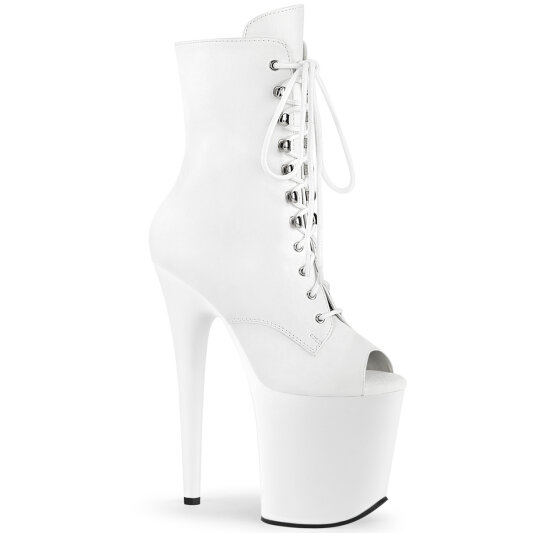Pleaser FLAMINGO-1021 Stivaletti Con Plateau Similpelle Bianco EU-37 / US-7