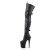Pleaser FLAMINGO-3028 Stivali Sopra Il Ginocchio - Similpelle Elasticizzato Nero/Nero EU-39 / US-9