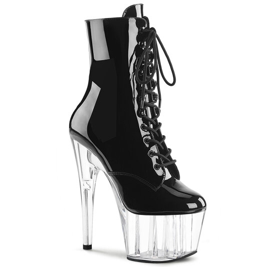 Pleaser ADORE-1020 Stivaletti Con Plateau Vernice Trasparente Nero EU-44 / US-14